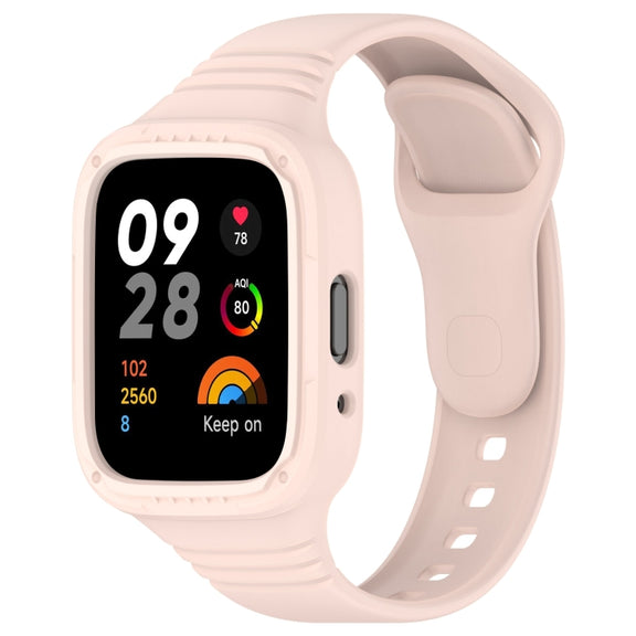 For Redmi Watch 3 Lite Integrated Fully Enclosed Silicone Watch Band(Pink)