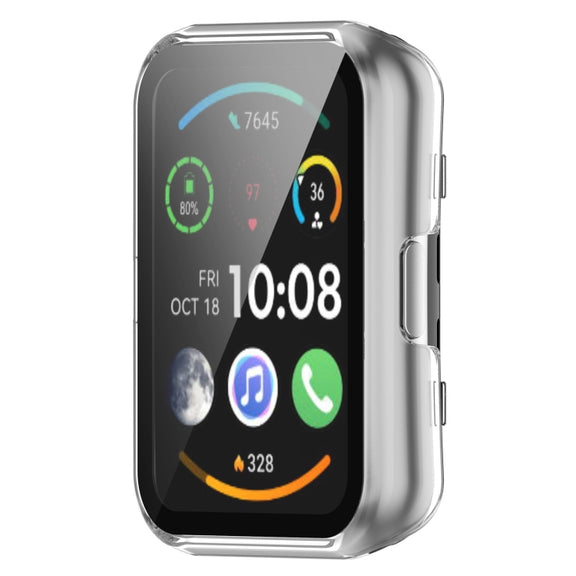 For Huawei Watch Fit PC + 9H Tempered Film Integrated Watch Protective Case(Transparent)