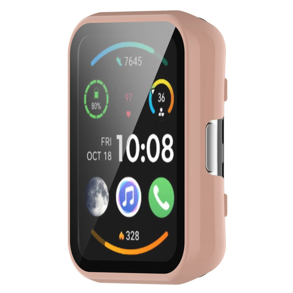 For Huawei Watch Fit Special Edition PC + 9H Tempered Film Integrated Watch Protective Case(Pink)