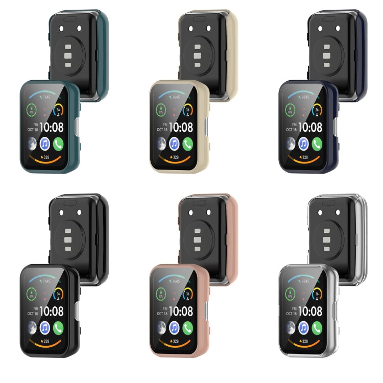 For Huawei Watch Fit New PC + 9H Tempered Film Integrated Watch Protective Case(Black) - Watch Cases by PMC TechLife | Online Shopping South Africa | PMC TechLife | Buy Now Pay Later Mobicred