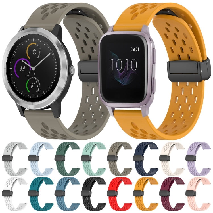 For Garmin Vivomove Sport 20mm Folding Magnetic Clasp Silicone Watch Band(Black)