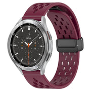 For Samsung  Galaxy Watch 4 Classic 46mm 20mm Folding Magnetic Clasp Silicone Watch Band(Wine Red)
