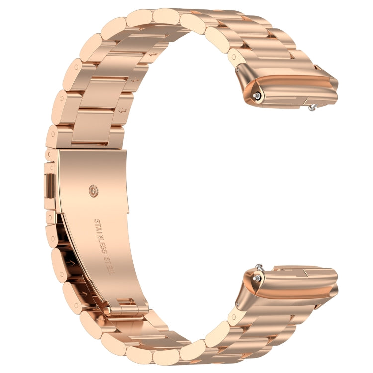 For Redmi Watch 3 Lite Three Bead Stainless Steel Metal Watch Band(Rose Gold)