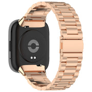 For Redmi Watch 3 Active Three Bead Stainless Steel Metal Watch Band(Rose Gold)
