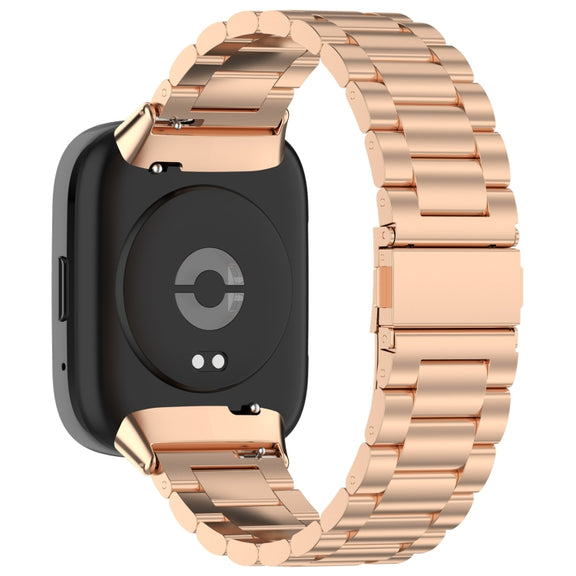 For Redmi Watch 3 Active Three Bead Stainless Steel Metal Watch Band(Rose Gold)