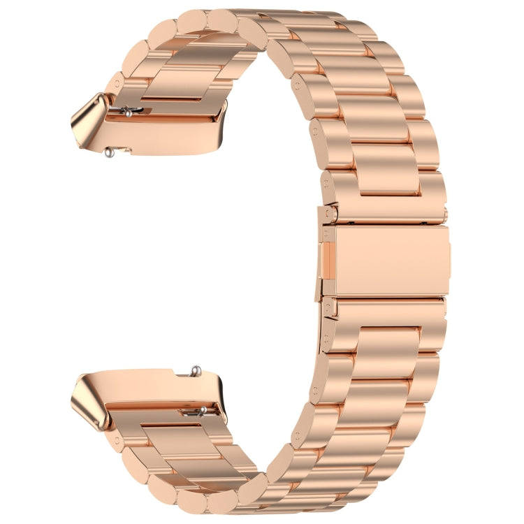 For Redmi Watch 3 Active Three Bead Stainless Steel Metal Watch Band(Rose Gold)