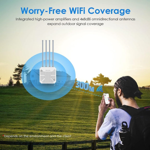 WAVLINK WN573HX1 WiFi 6 AX1800 IP67 Water-resistant Outdoor Dual Band Wireless WiFi Routers, Plug:EU Plug