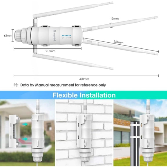 WAVLINK WN572HP3 AC1200 Dual Band Weatherproof Wireless Router Outdoor WiFi Extender, Plug:EU Plug