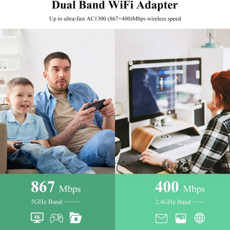 WAVLINK WN692A3 Lag-Free Gaming High Speed AC1300M Wireless Dual Band USB 3.0 Adapter - free shipping - PMC Jewellery - Order now!