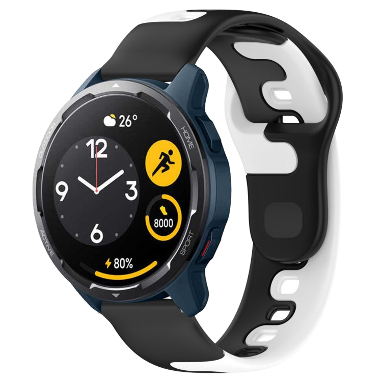 For Xiaomi Watch S1 Active 22mm Double Color Silicone Watch Band(Black+White) - Watch Bands by PMC TechLife | Online Shopping South Africa | PMC TechLife