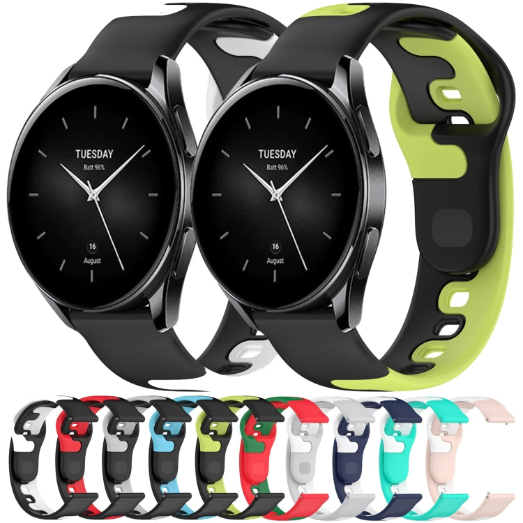 For Xiaomi Watch S1 Active 22mm Double Color Silicone Watch Band(Black+White) - Watch Bands by PMC TechLife | Online Shopping South Africa | PMC TechLife