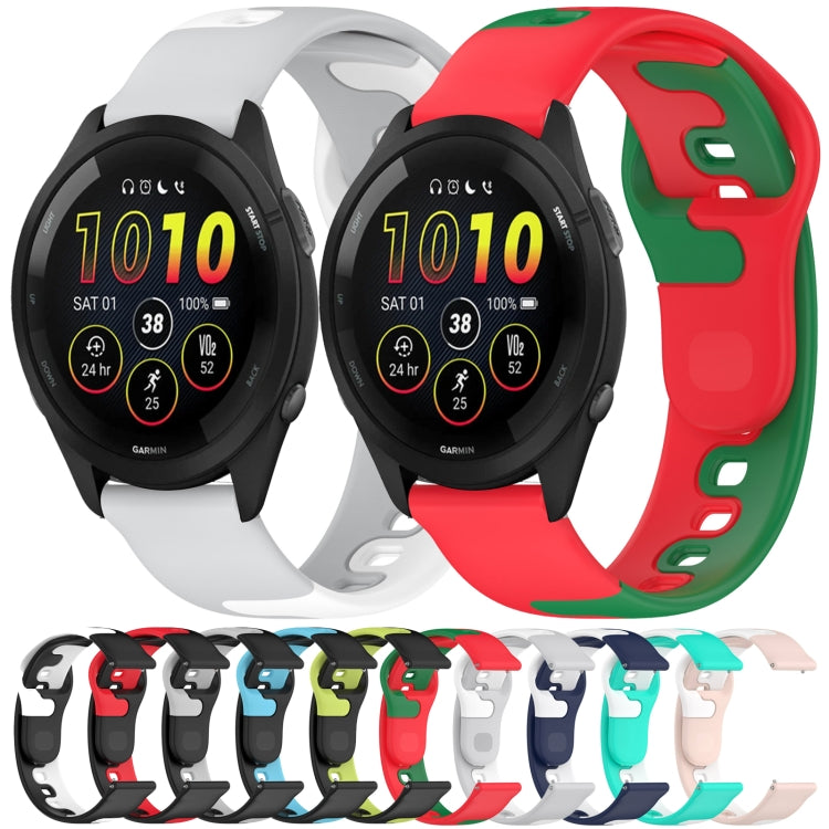 For Garmin Forerunner 265 22mm Double Color Silicone Watch Band(Black+Green) - Watch Bands by PMC TechLife | Online Shopping South Africa | PMC TechLife | Buy Now Pay Later Mobicred