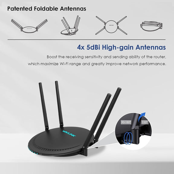 WAVLINK WN531P3 WAN / LAN Port Signal Booster Wireless Repeater AC1200 Wireless Routers, Plug:US Plug