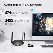 WAVLINK WN531MX3 Wider Coverage AX3000 WiFi 6 Wireless Routers Dual Band Wireless Repeater, Plug:EU Plug