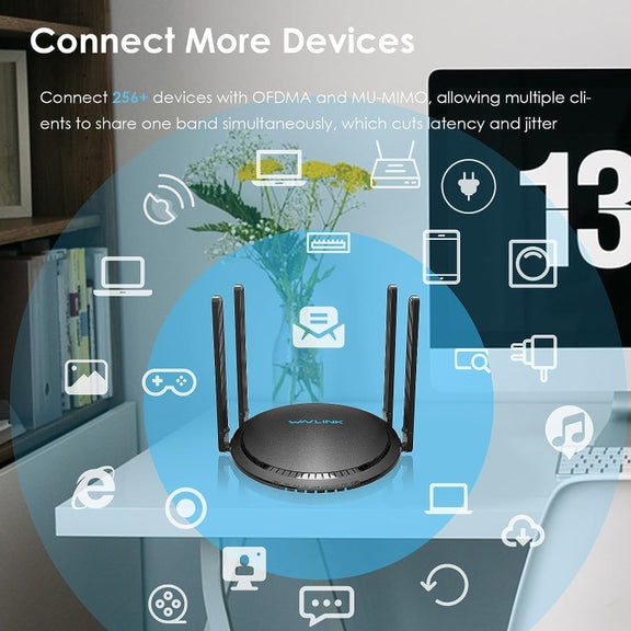WAVLINK WN531MX3 Wider Coverage AX3000 WiFi 6 Wireless Routers Dual Band Wireless Repeater, Plug:EU Plug