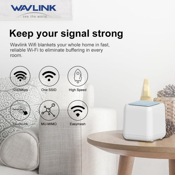 WAVLINK WN535M2 For Home Office 2pcs Mesh Wireless Router AC1200 Dual Band WiFi Signal Booster, Plug:UK Plug