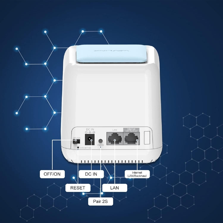 WAVLINK WN535M2 For Home Office 2pcs Mesh Wireless Router AC1200 Dual Band WiFi Signal Booster, Plug:UK Plug