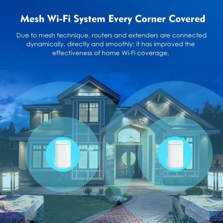 WAVLINK WN551K2 2pcs AC3000 WiFi Wireless Repeater Built-in Antenna Tri-Band Mesh Wireless Router, Plug:AU Plug