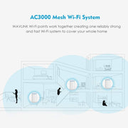WAVLINK WN551K3 3pcs AC3000 WiFi Wireless Repeater Built-in Antenna Tri-Band Mesh Wireless Router, Plug:US Plug