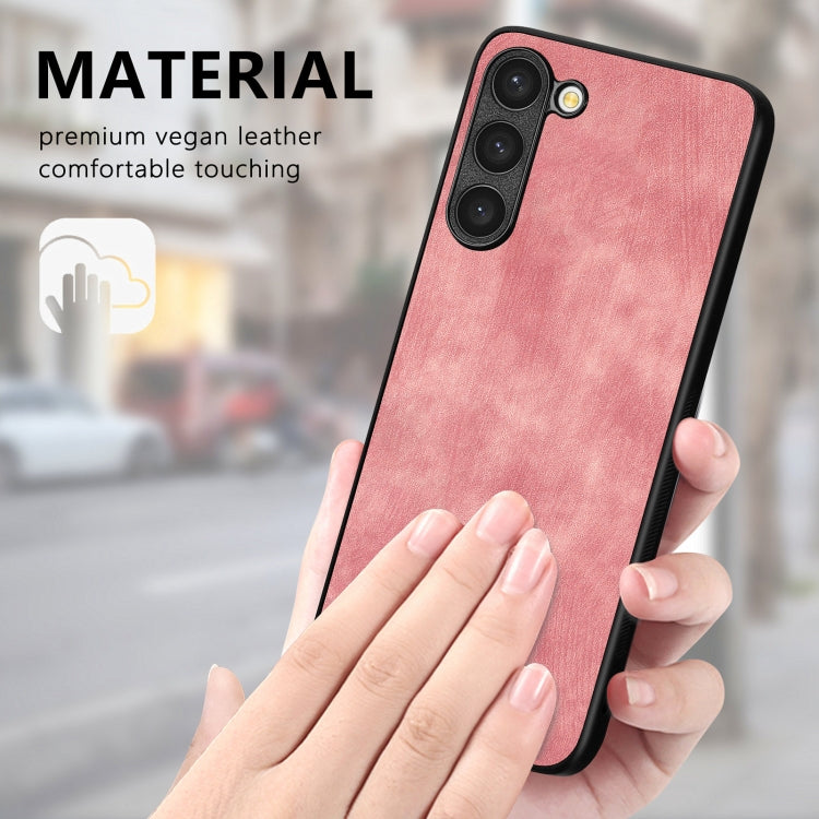 For Samsung Galaxy S21 FE 5G Vintage Leather PC Back Cover Phone Case(Pink) - Galaxy Phone Cases by PMC TechLife | Online Shopping South Africa | PMC TechLife