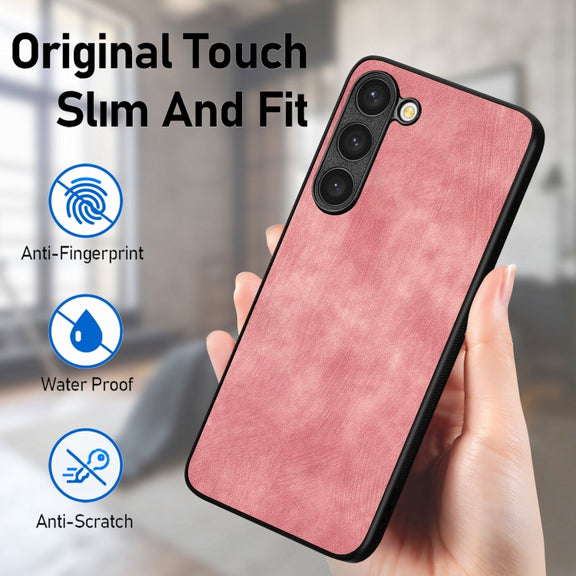 For Samsung Galaxy S25 5G Vintage Leather PC Back Cover Phone Case(Pink)