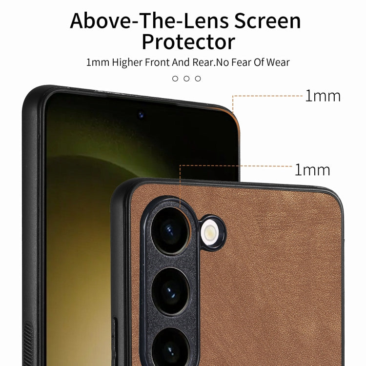For Samsung Galaxy S25 5G Vintage Leather PC Back Cover Phone Case(Brown)