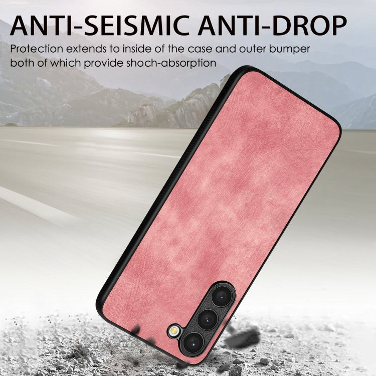 For Samsung Galaxy S25+ 5G Vintage Leather PC Back Cover Phone Case(Pink)