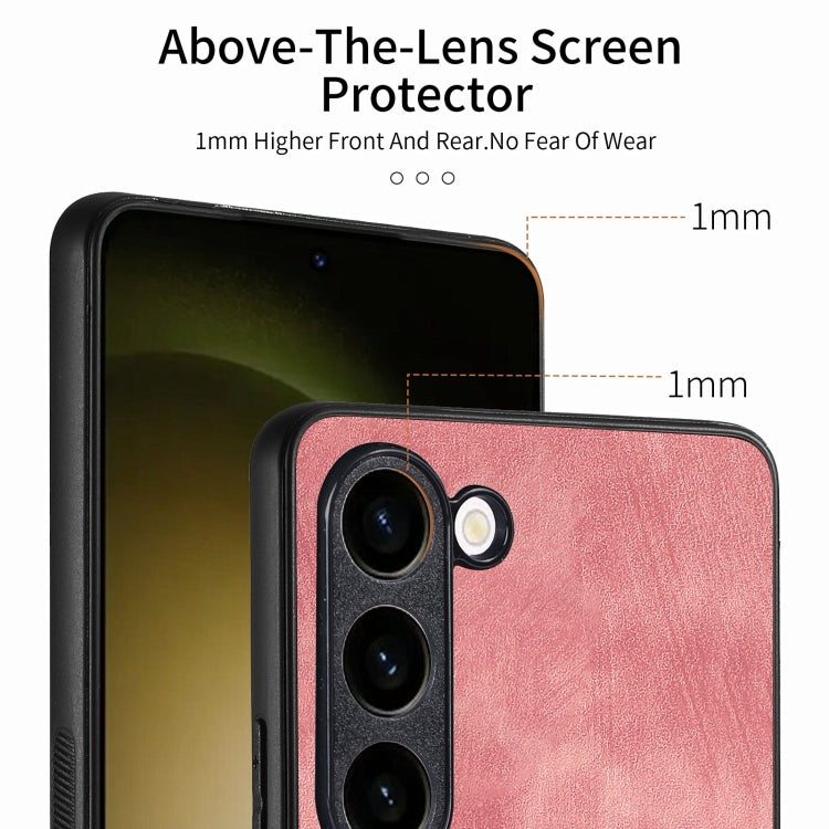 For Samsung Galaxy S25+ 5G Vintage Leather PC Back Cover Phone Case(Pink)