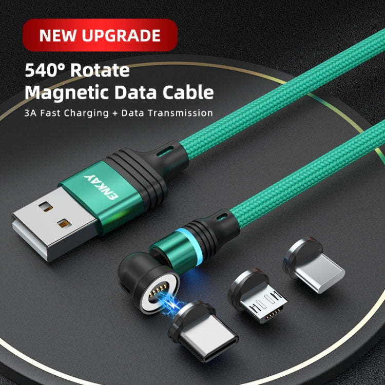 ENKAY 3 in 1 3A USB to Type-C / 8 Pin / Micro USB Magnetic 540 Degrees Rotating Fast Charging Cable, Length:2m(Red) - free shipping - PMC Jewellery - Order now!