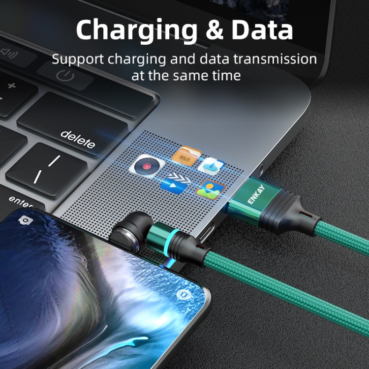 ENKAY 3 in 1 3A USB to Type-C / 8 Pin / Micro USB Magnetic 540 Degrees Rotating Fast Charging Cable, Length:2m(Red) - free shipping - PMC Jewellery - Order now!