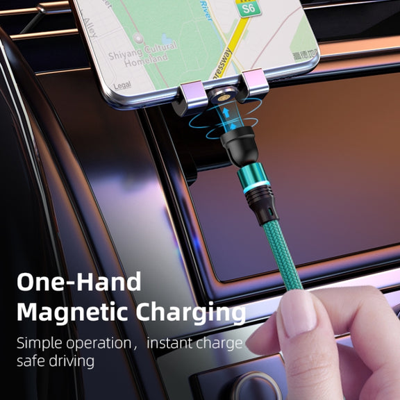 ENKAY 3 in 1 3A USB to Type-C / 8 Pin / Micro USB Magnetic 540 Degrees Rotating Fast Charging Cable, Length:1m(Purplele)