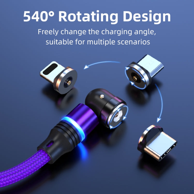 ENKAY 3 in 1 2.4A USB to Type-C / 8 Pin / Micro USB Magnetic 540 Degrees Rotating Charging Cable, Length:2m(Green)