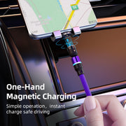 ENKAY 3 in 1 2.4A USB to Type-C / 8 Pin / Micro USB Magnetic 540 Degrees Rotating Charging Cable, Length:2m(Green)