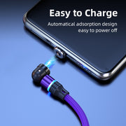 ENKAY 3 in 1 2.4A USB to Type-C / 8 Pin / Micro USB Magnetic 540 Degrees Rotating Charging Cable, Length:2m(Green)
