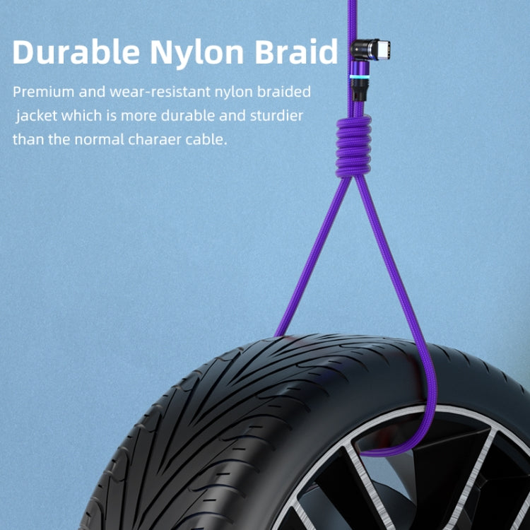 ENKAY 3 in 1 2.4A USB to Type-C / 8 Pin / Micro USB Magnetic 540 Degrees Rotating Charging Cable, Length:2m(Purplele) - free shipping - PMC Jewellery - Order now!