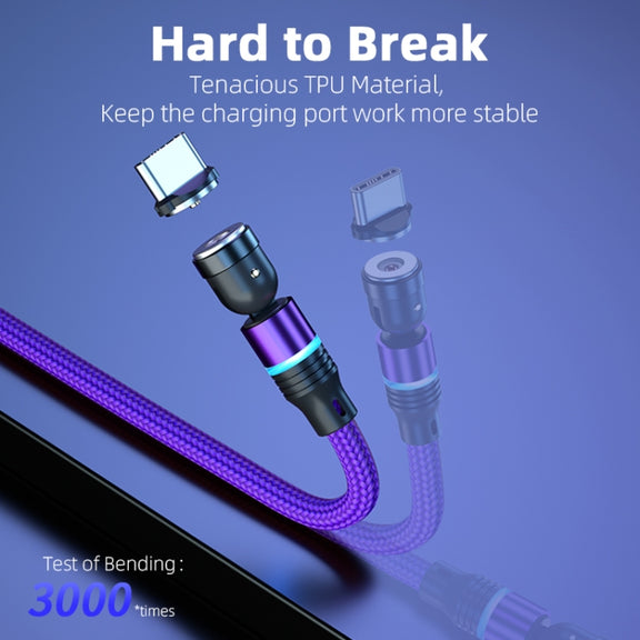 ENKAY 3 in 1 2.4A USB to Type-C / 8 Pin / Micro USB Magnetic 540 Degrees Rotating Charging Cable, Length:2m(Green)