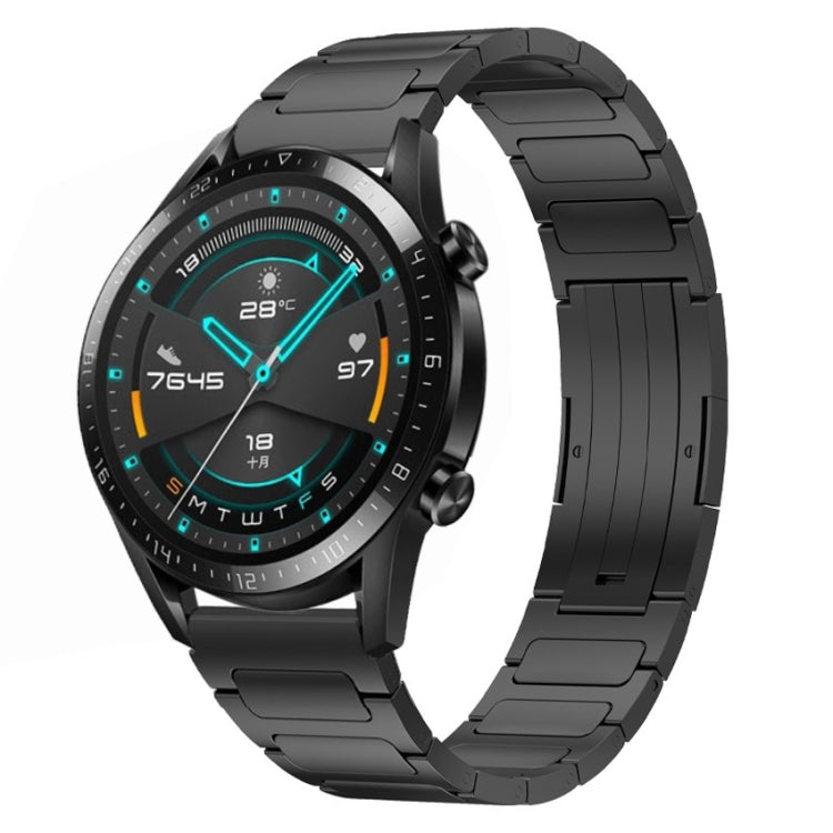 For Huawei GT2 46mm 22mm I-Shaped Titanium Alloy Watch Band(Black) - Watch Bands by PMC TechLife | Online Shopping South Africa | PMC TechLife
