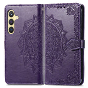 For Samsung Galaxy S25 5G Mandala Flower Embossed Leather Phone Case(Purple)