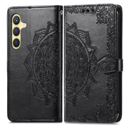 For Samsung Galaxy S25 5G Mandala Flower Embossed Leather Phone Case(Black)