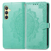For Samsung Galaxy S25 5G Mandala Flower Embossed Leather Phone Case(Green)