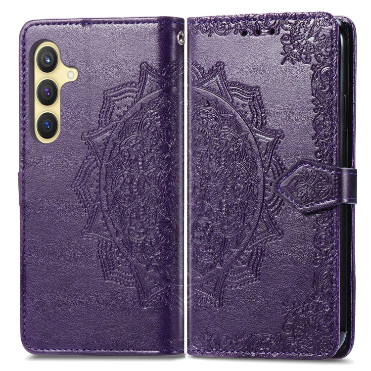 For Samsung Galaxy S25+ 5G Mandala Flower Embossed Leather Phone Case(Purple)
