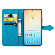 For Samsung Galaxy S25+ 5G Mandala Flower Embossed Leather Phone Case(Blue)