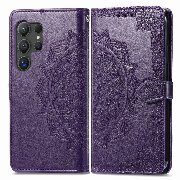 For Samsung Galaxy S25 Ultra 5G Mandala Flower Embossed Leather Phone Case(Purple)