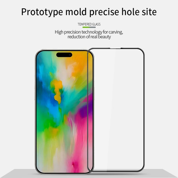 For iPhone 16 Pro Max PINWUYO 9H 3D Curved Full Screen Explosion-proof Tempered Glass Film(Black)