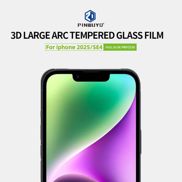 For iPhone 16e PINWUYO 9H 3D Curved Full Screen Explosion-proof Tempered Glass Film(Black) - iPhone 16e Tempered Glass by PINWUYO | Online Shopping South Africa | PMC TechLife | Buy Now Pay Later Mobicred