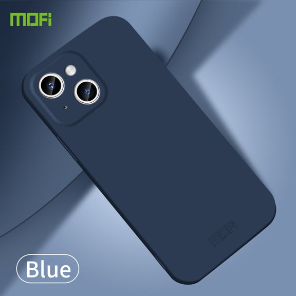 For iPhone 15 Plus MOFI Qin Series Skin Feel All-inclusive Silicone Phone Case(Blue)