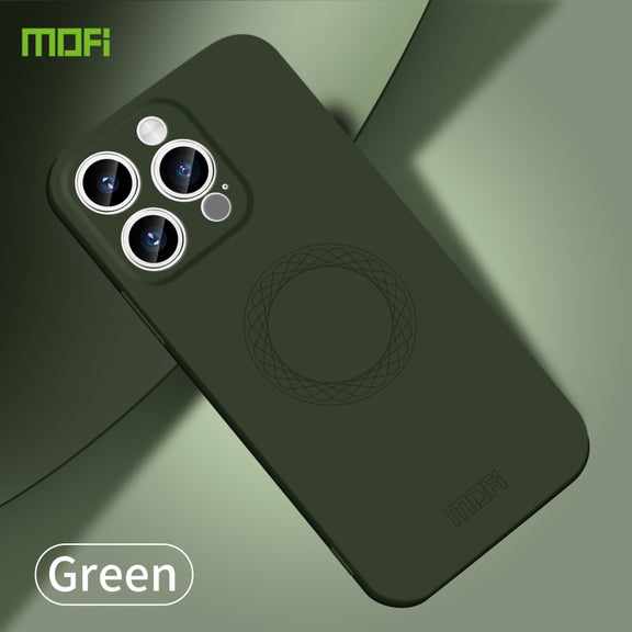 For iPhone 15 Pro Max MOFI Qin Series Magsafe Skin Feel All-inclusive Silicone Phone Case(Green)