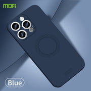 For iPhone 15 Pro MOFI Qin Series Magsafe Skin Feel All-inclusive Silicone Phone Case(Blue)
