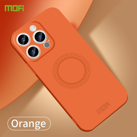 For iPhone 15 Pro MOFI Qin Series Magsafe Skin Feel All-inclusive Silicone Phone Case(Orange)