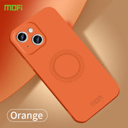 For iPhone 15 MOFI Qin Series Magsafe Skin Feel All-inclusive Silicone Phone Case(Orange)